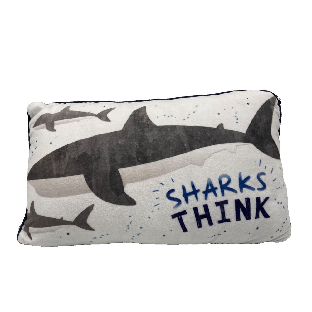 Mermaid Pillow Co Shark Reversible Sequin Throw Pillow Silver Navy Blue